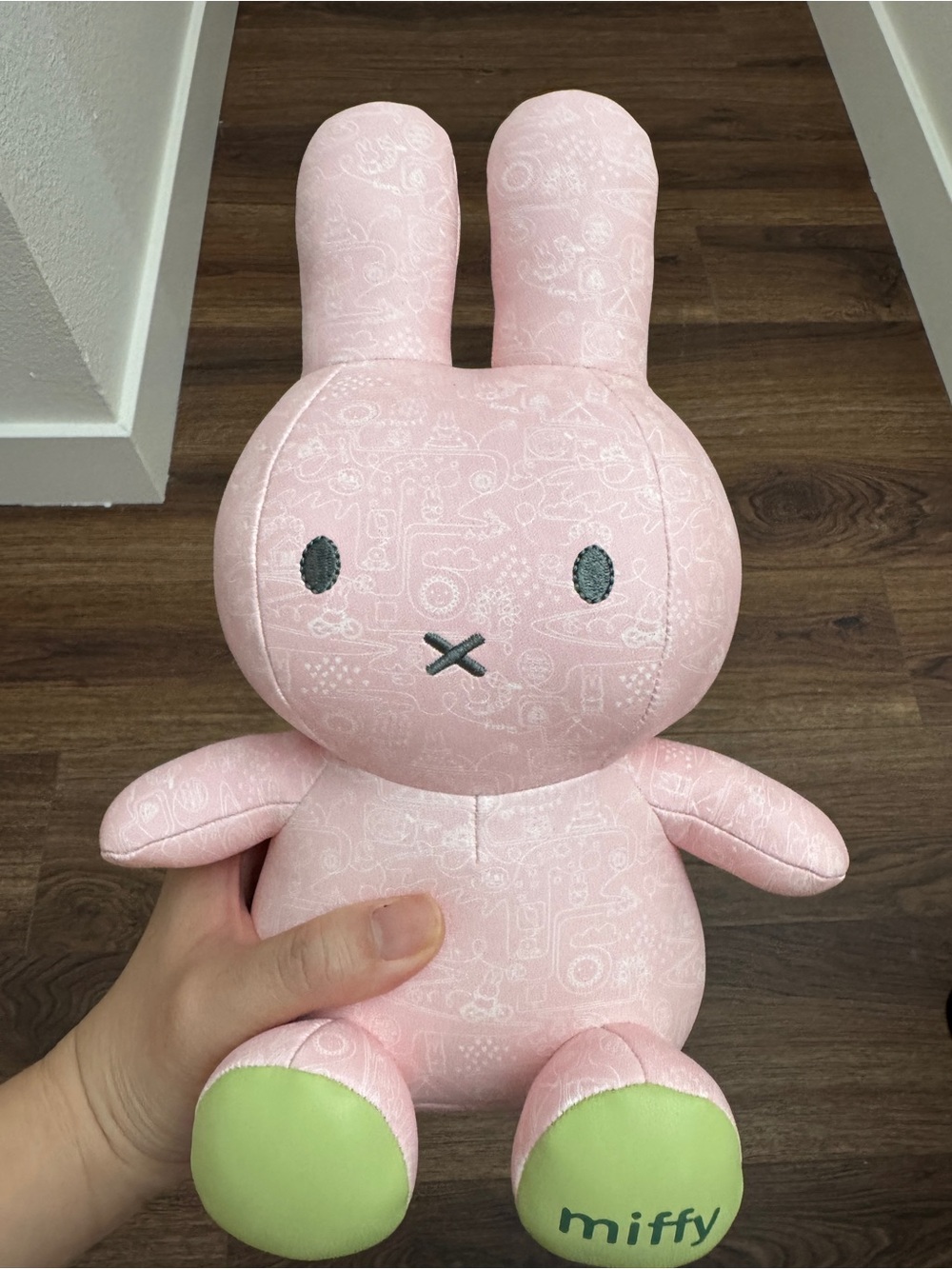 miffy Pink Plush Bunny with Lime Green Feet